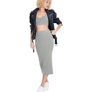 Wild Fable Women Mid-Rise Rib-Knit Column Maxi Skirt Light Gray Sz S